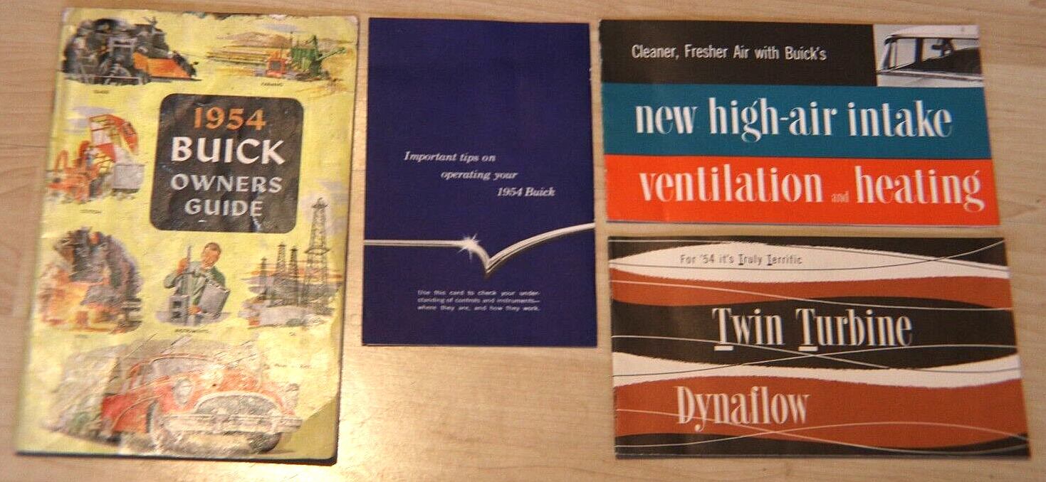1954 buick owners guide intake twin turbine 54 gm car booklet brochures lot of 4