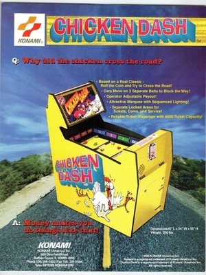 1995 Konami Chicken Dash Arcade Flyer Vintage Game Promo Ephemera