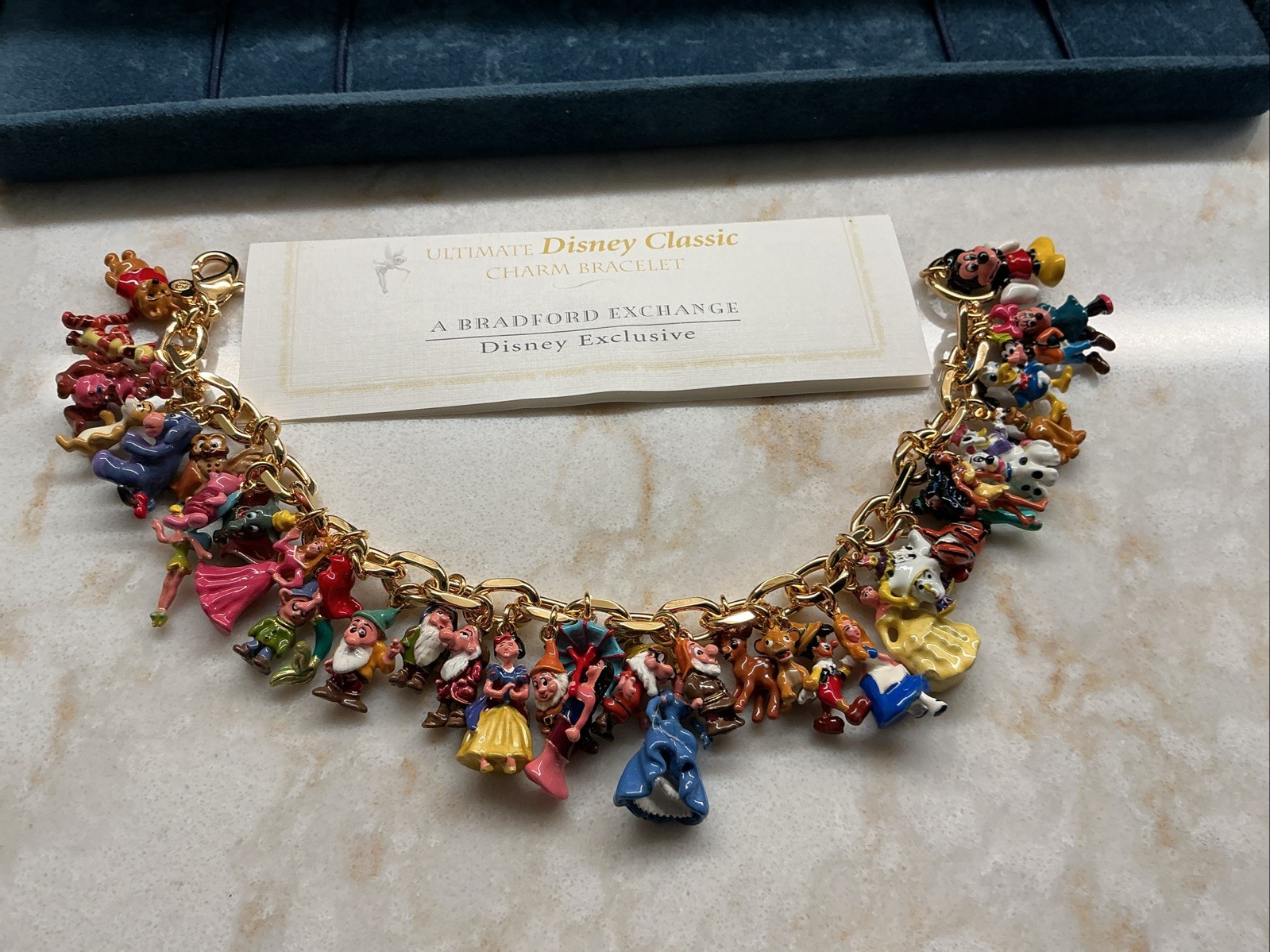 Bradford Exchange Ultimate Disney Classic 37 Character Charm Bracelet 24KGP
