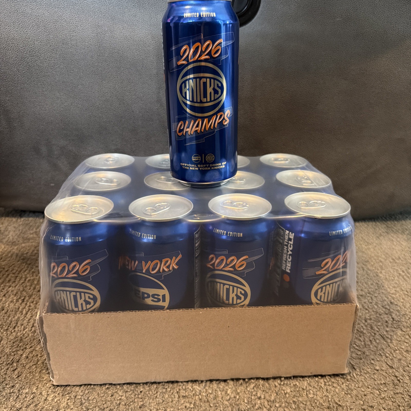 Pepsi New York Knicks 2026 Champs Limited Edition Soda Cans  Case of 12 Sealed