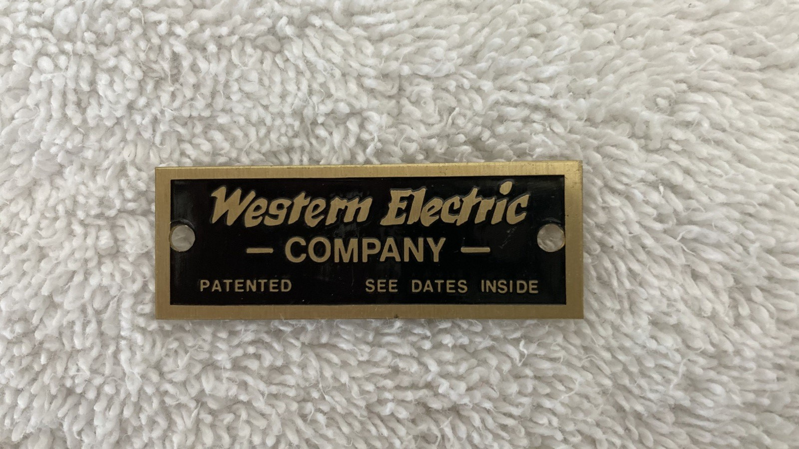 Western Electric Antique Telephone Brass Nameplate NOS Reproduction Phone Parts
