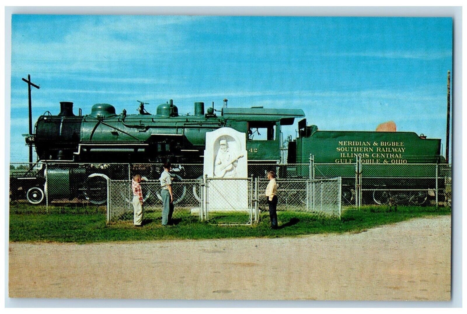 c1960 Monument Jimmie Rogers Memorial Meridian Mississippi MS Vintage Postcard