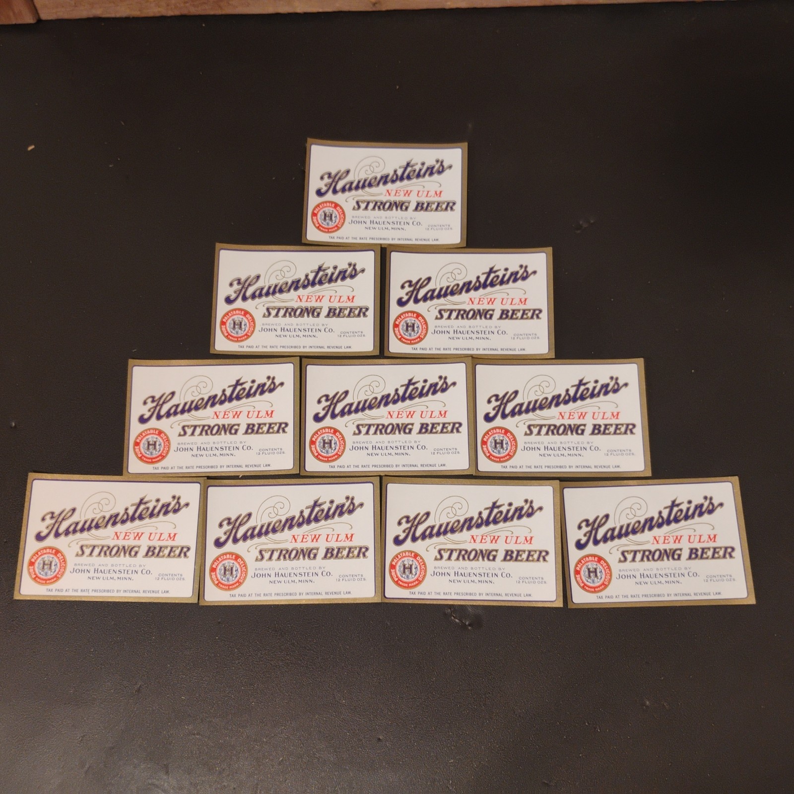 10 Vintage Hauenstein\'s New Ulm Strong Beer 12oz Beer Labels Breweriana