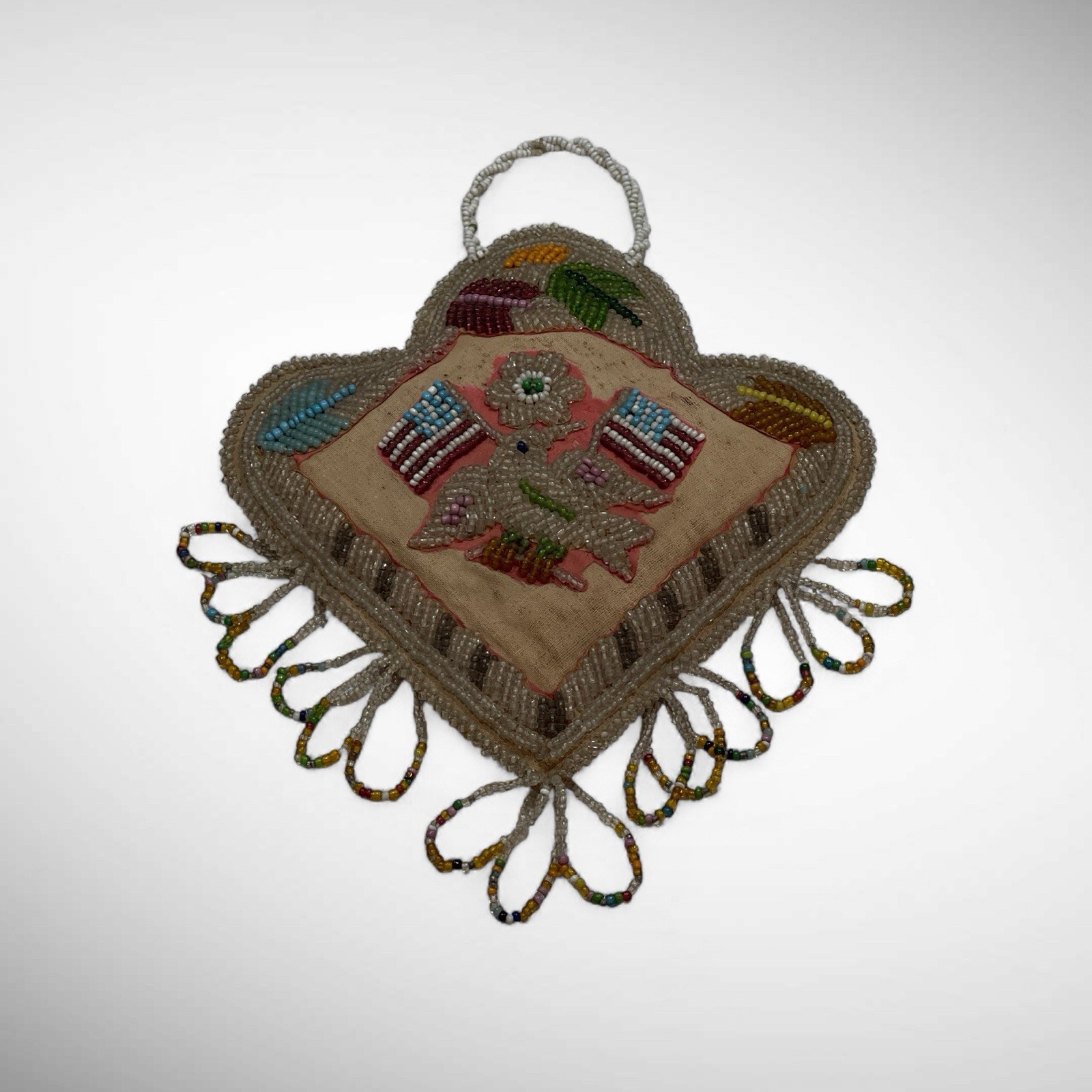 Antique Native American Iroquois Beaded Whimsy Pincushion c. 1870s Museum Grade