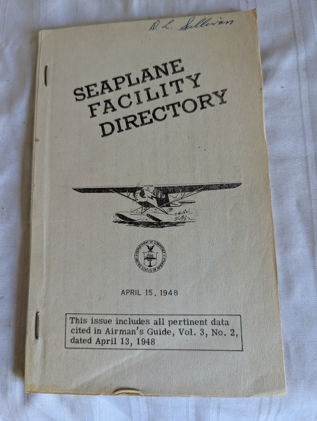 Seaplane Facility Directory April 15, 1948 staple bound booklet