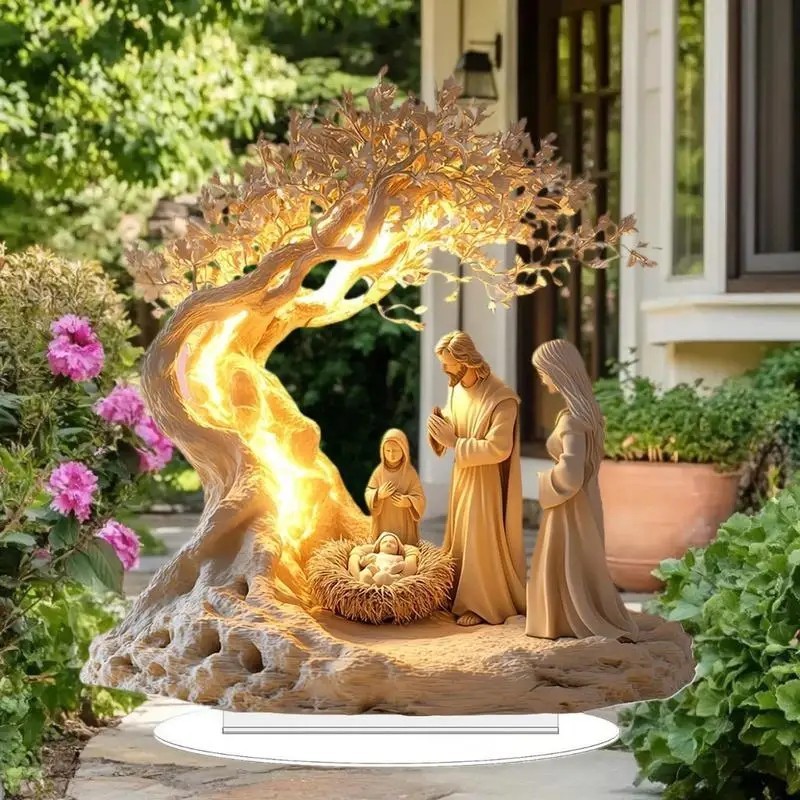 Lighted Nativity Scene Christmas Decor, Jesus Birth Holy Family Figurine Set New Lighted Nativity Scene Christmas Decor, Jesus Birth Holy Family Figurine Set New