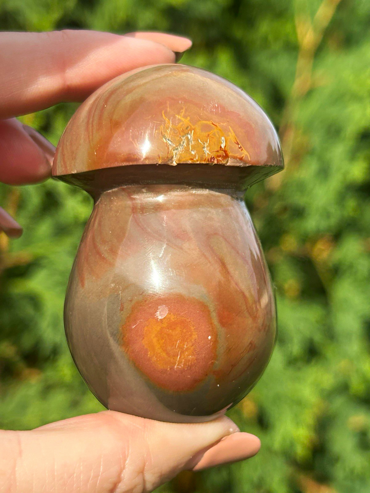 Jasper Mushroom Carving Polished Stone 3x2 Inches 6 oz Cottagecore Crystal Decor
