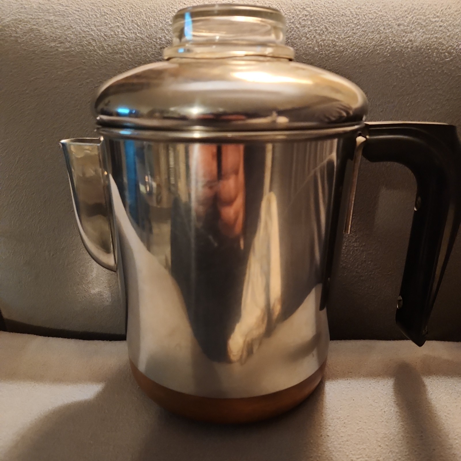 Vintage Revere Ware Copper Bottom Stovetop Percolator Coffee Pot 6 Cup Pre 1968