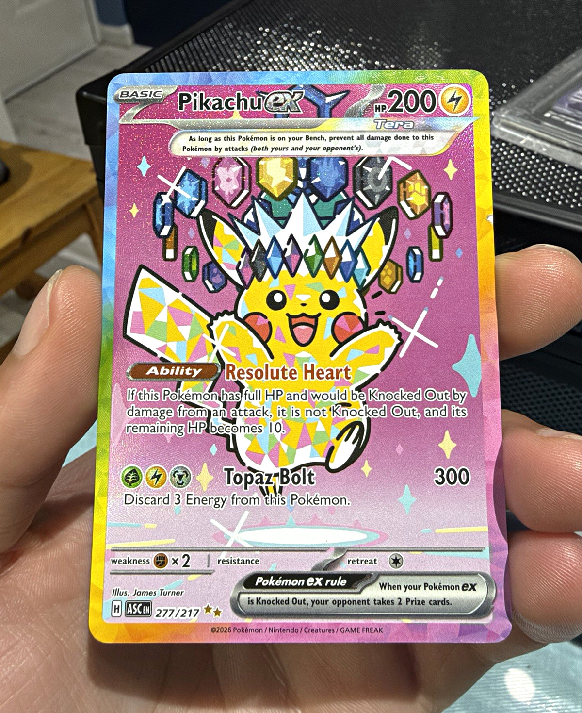 Pokémon TCG Pikachu ex 277/217 | SMALL DAMAGE DOT ON HOLO BOARDER 