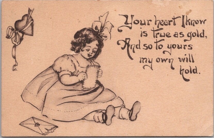 Vintage 1909 Romance Greetings Postcard \