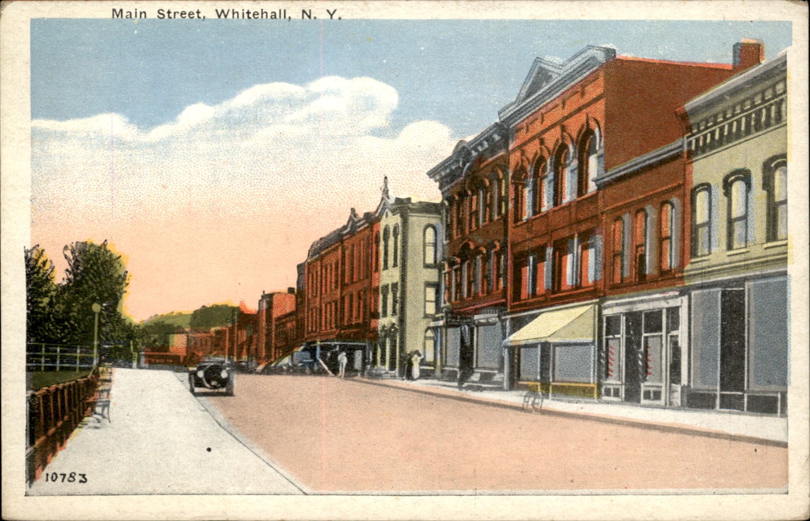 Whitehall NY New York Main Street Old Auto c1900-20s Vintage Postcard