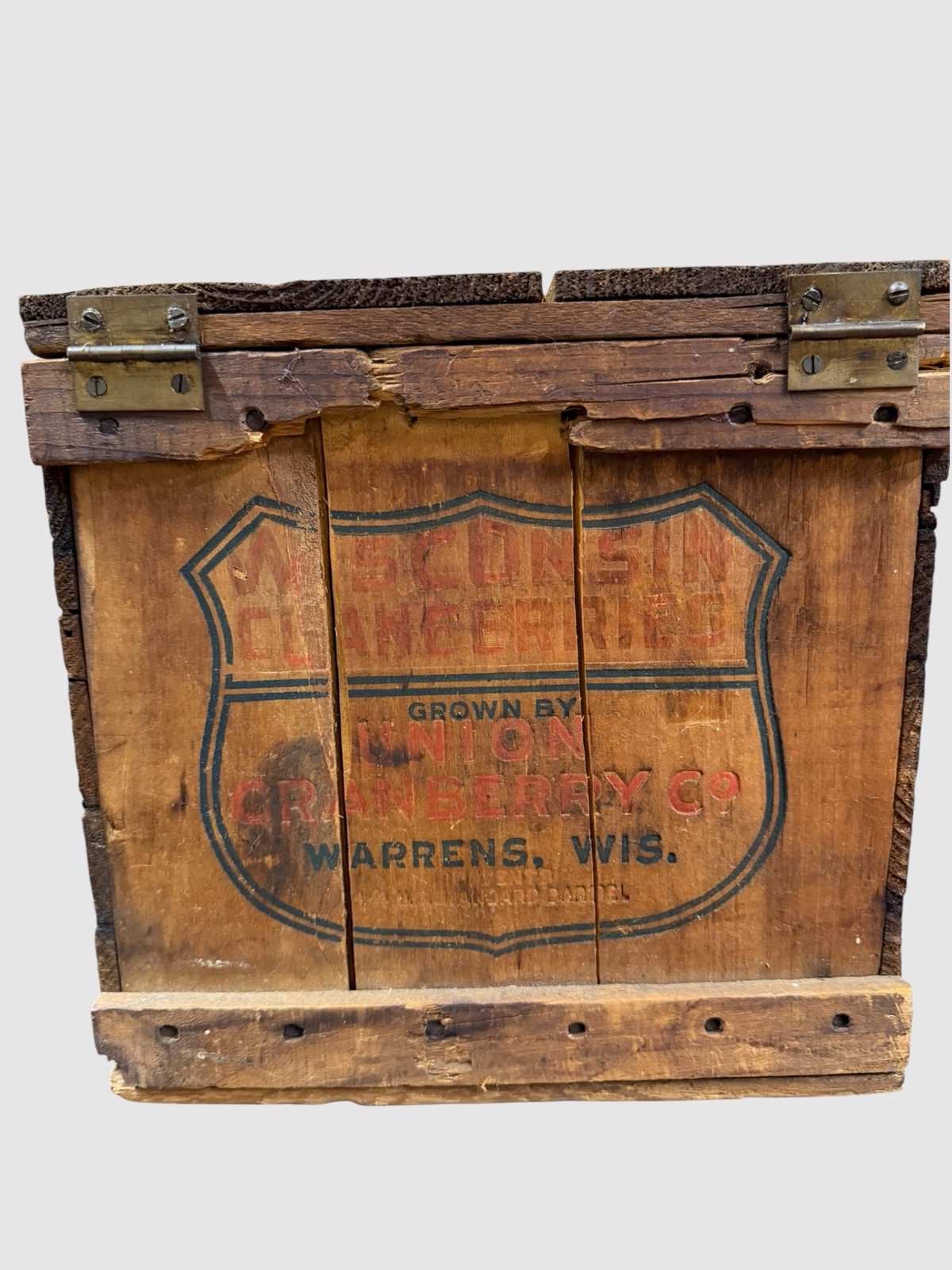Vintage 1930s Union Cranberry Co Golden Harvest Wood Shipping Box Warrens WI