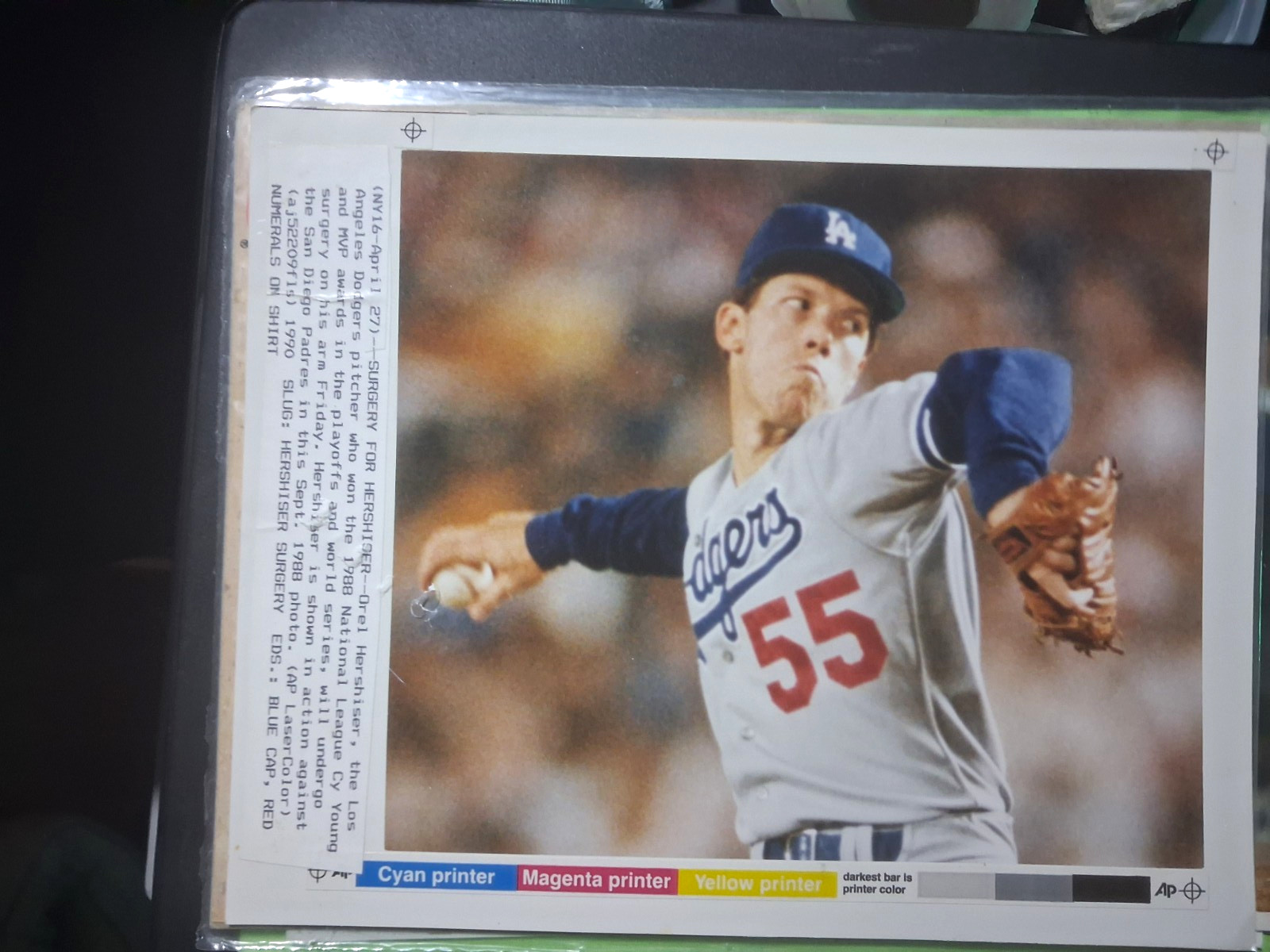 🔥Actual Press Photo From 1988- Orel Hershiser #21 Los Angeles Dodgers🔥
