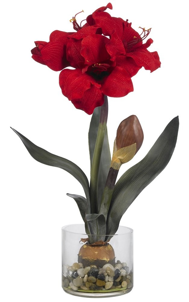 Nearly Natural 4827 Amaryllis Round Vase
