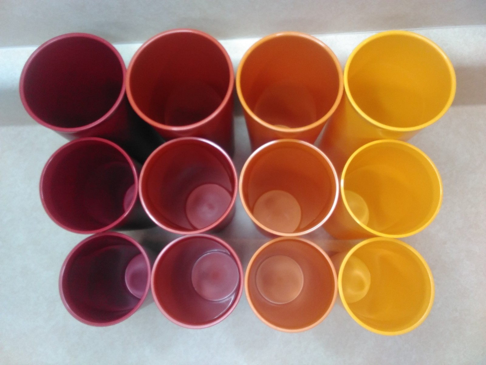 Set of 12 Cups Vintage Tupperware Tumblers #107 115 116 Harvest Colors Stackable