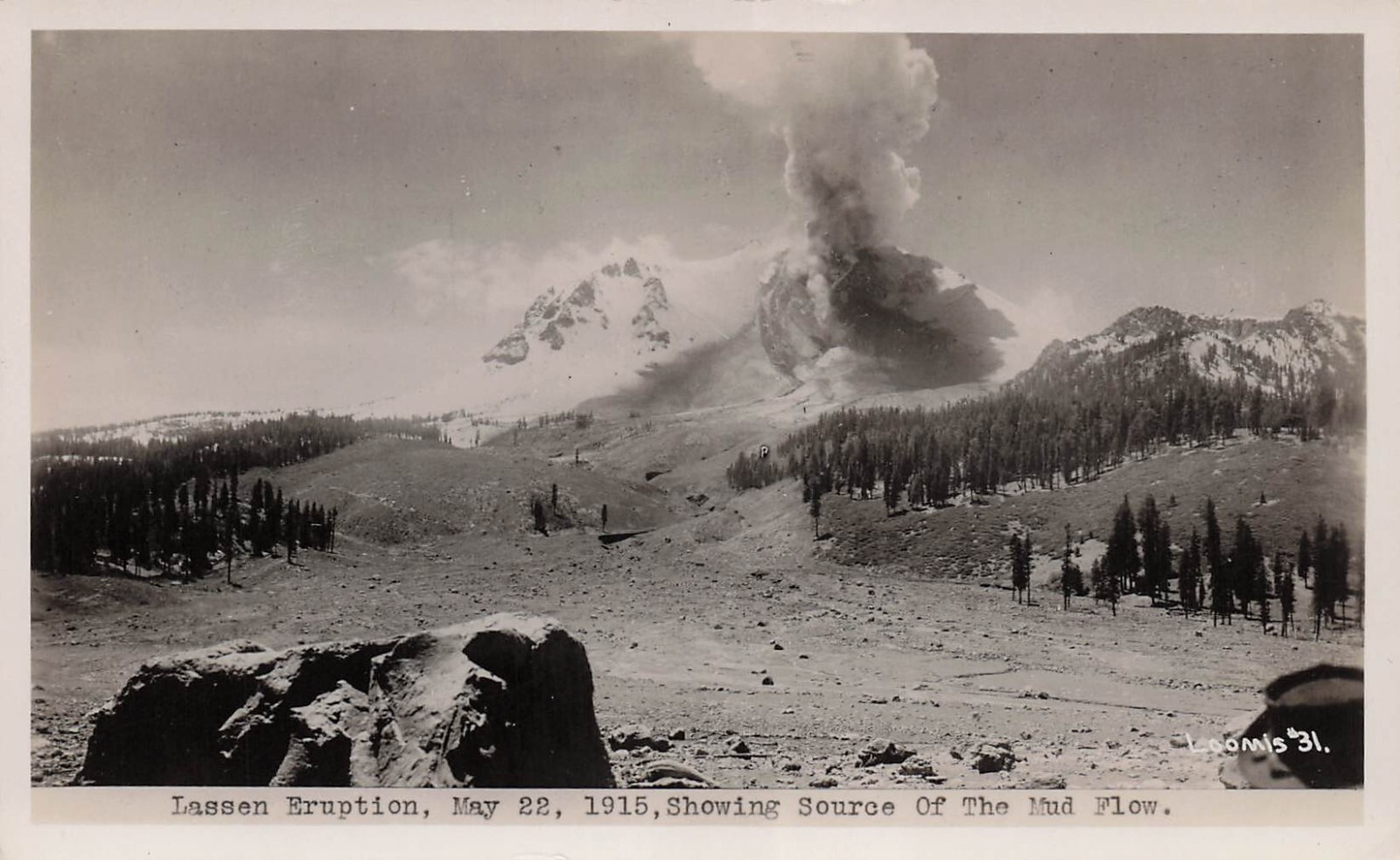 RPPC Lassen Peak Volcano Eruption 1915 Mud Flood Disaster Photo Postcard F19