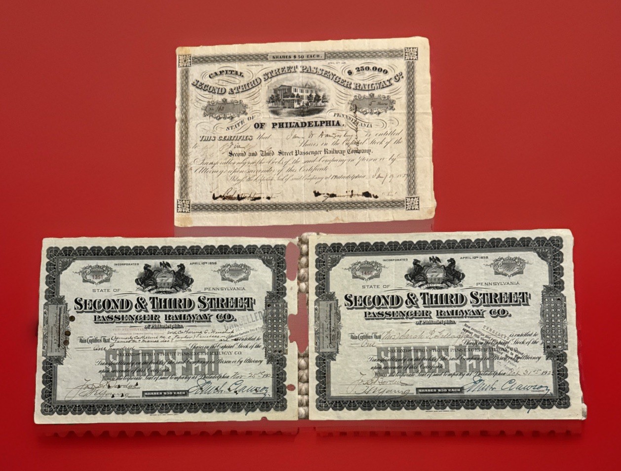 Second & Third Street Passenger Rail Stock Philly 1859 1922 1923 Early Horsecar
