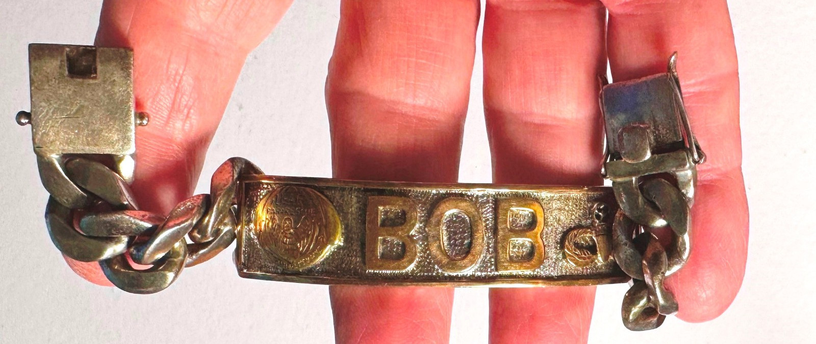 Rare Custom Made Vietnam War Pararescue solid silver & gold plated bracelet
