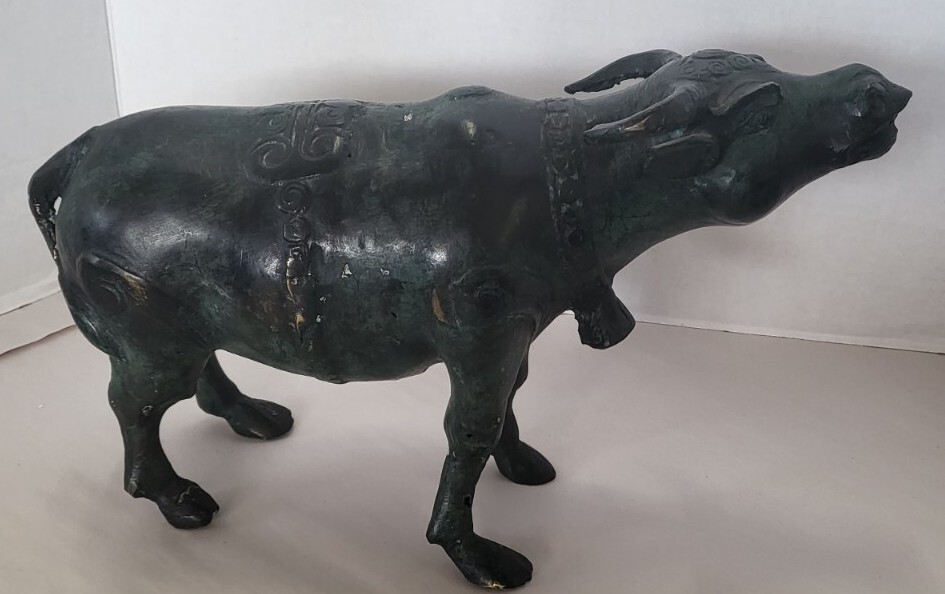 Vintage Large Brass Water Buffalo Sculpture Figurine 13\