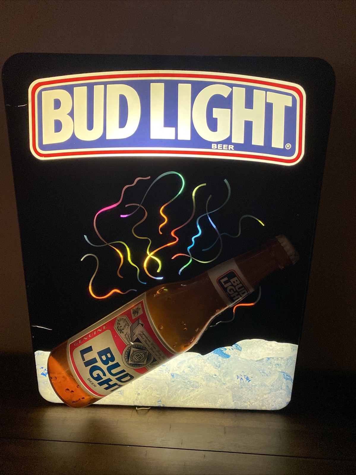 VTG 1993 Budweiser Bud Light Beer Lighted 3D Color Swirling Sign Works Read