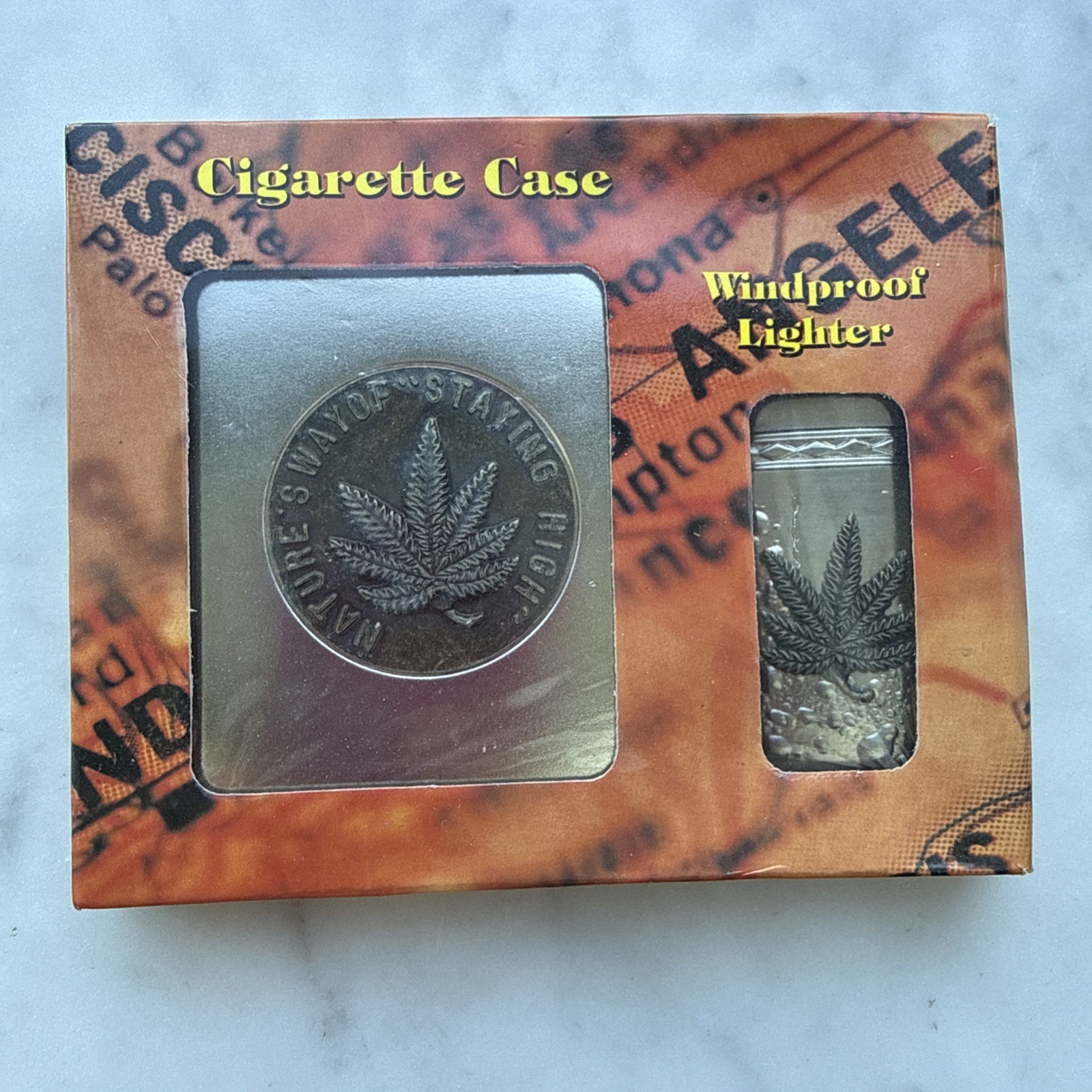 Vintage Windproof Lighter Cigarette Case Gift (Nature's Way of ''Staying High'')