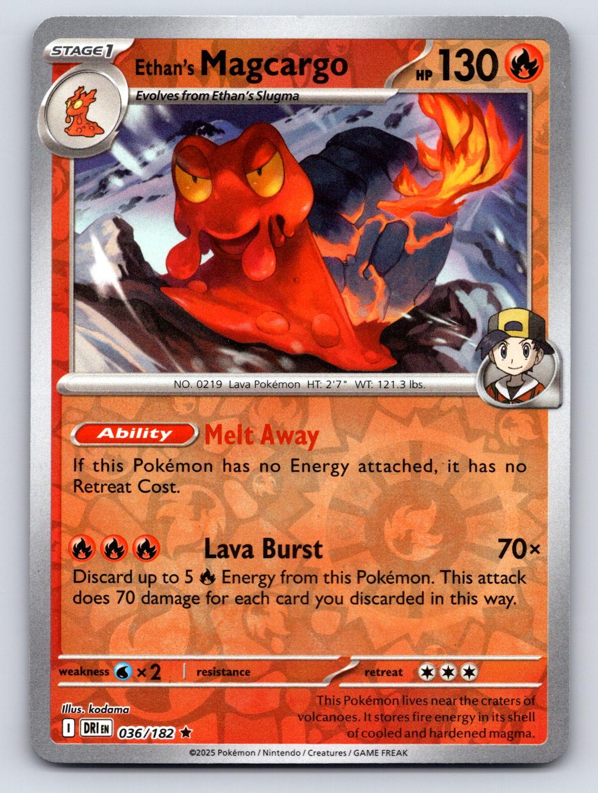 Ethan\'s Magcargo 036/182 Rare Destined Rivals Pokemon Reverse Holo Near Mint