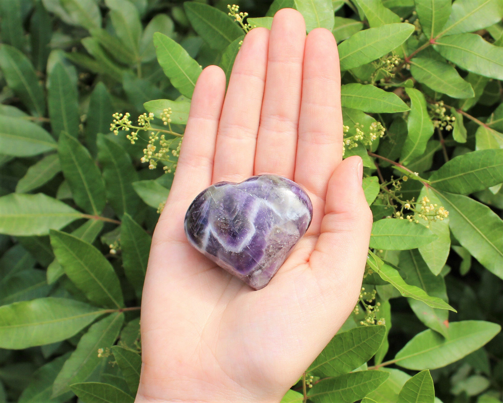 Chevron Amethyst Heart Stone: LARGE 1.75