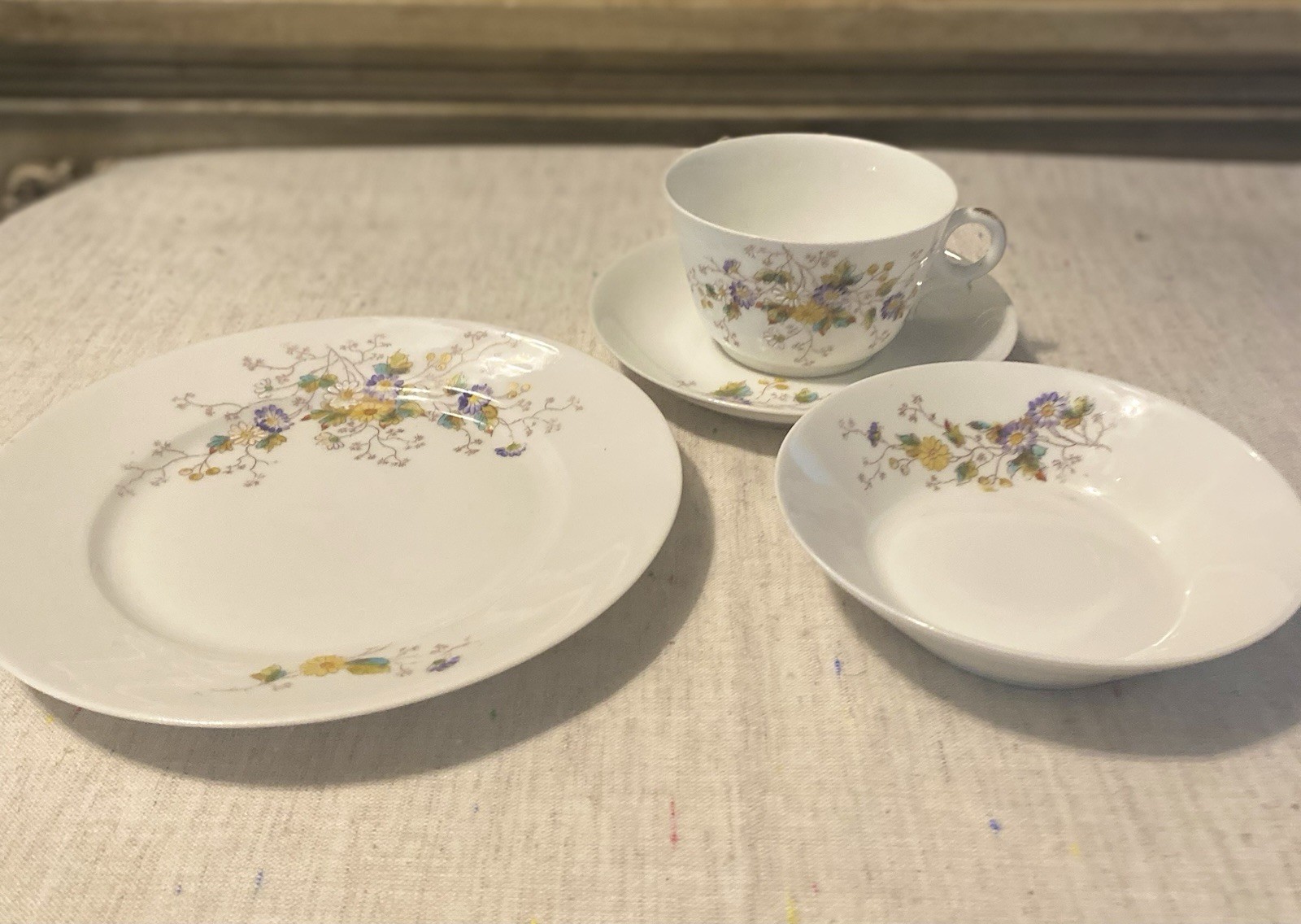 Antique T&V Limoges France Porcelain Tea Set 24pieces Cups Bowls Saucers Plates