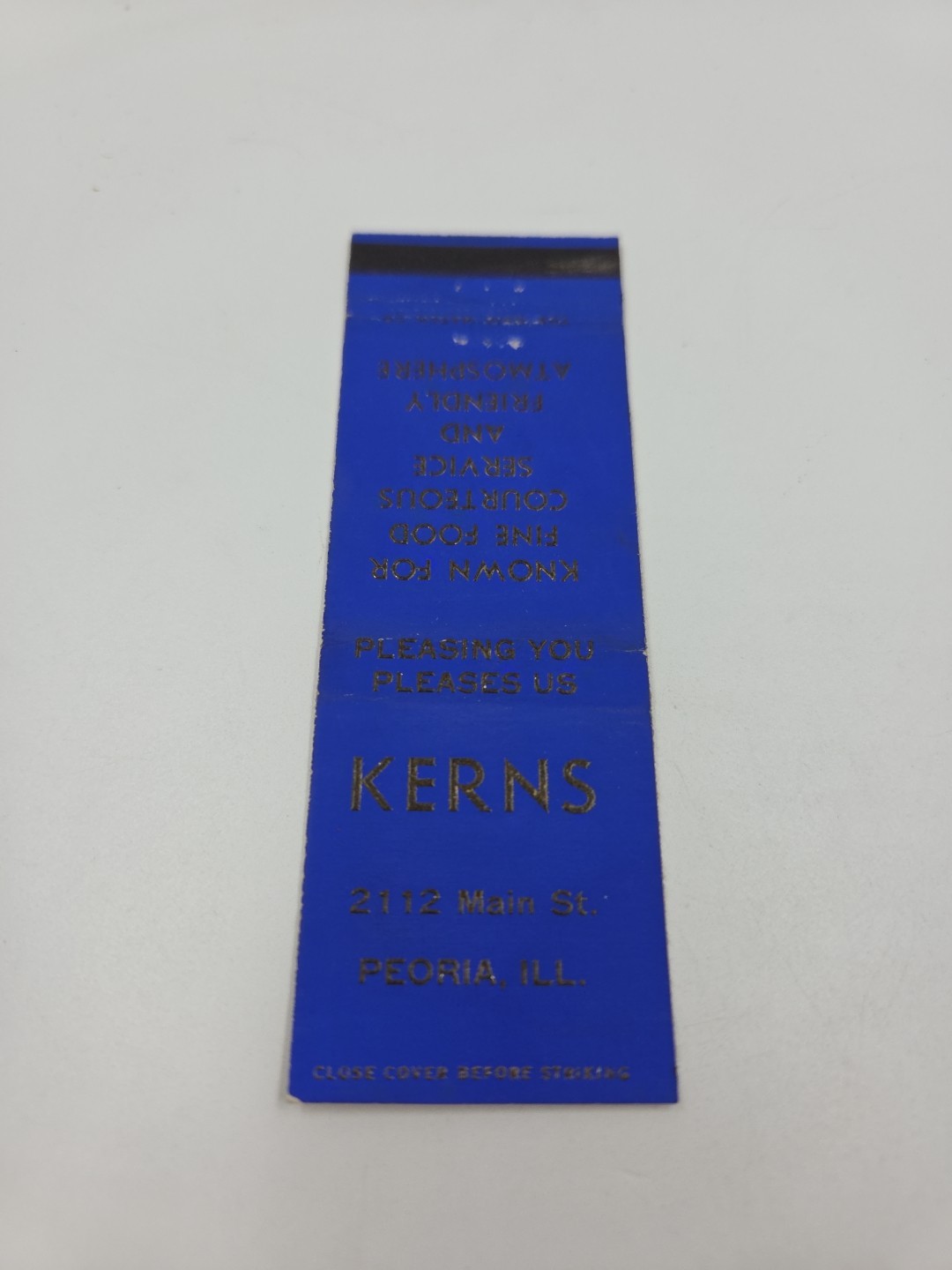 Kerns Restaurant Peoria Illinois Matchbook Cover
