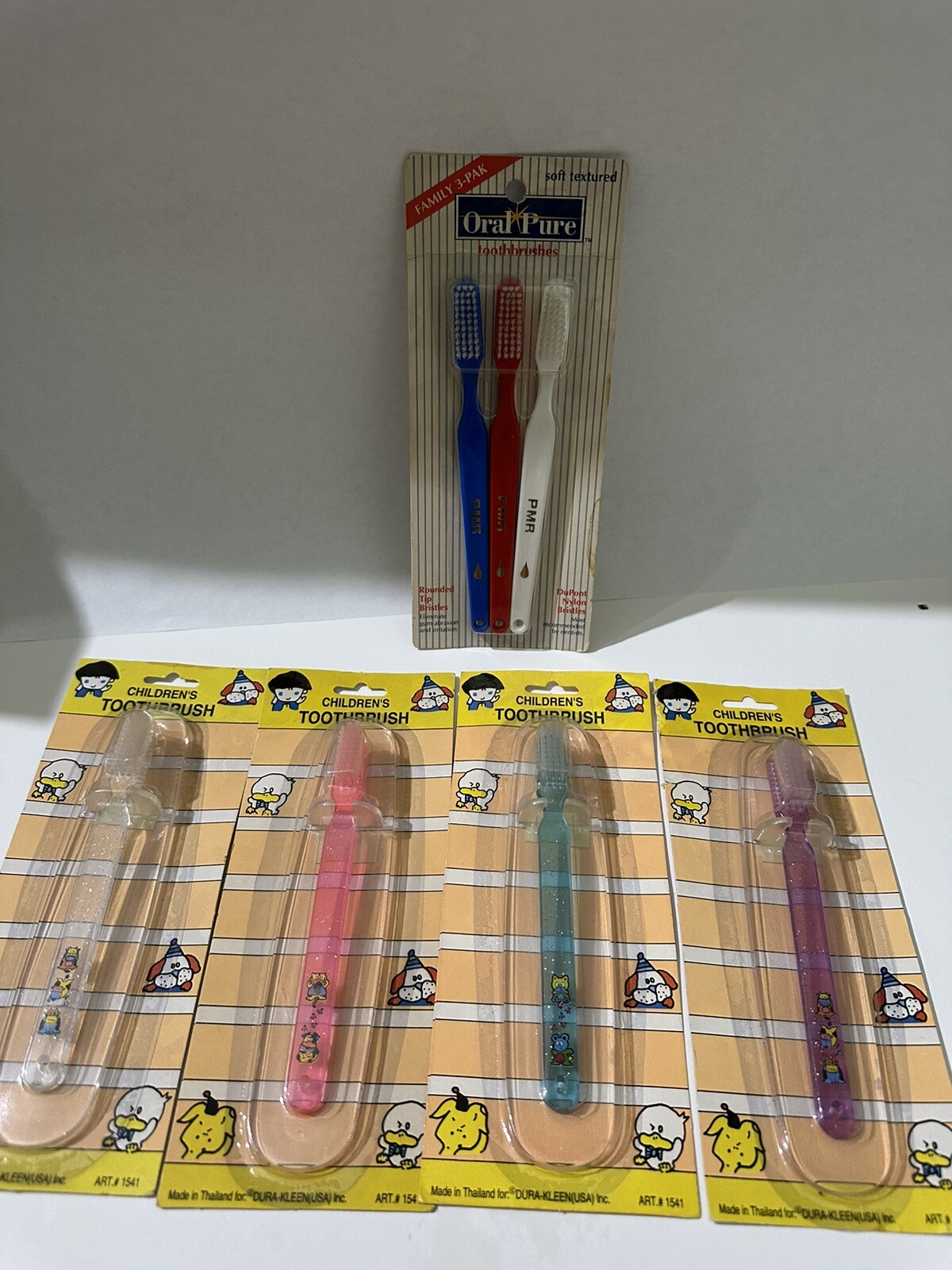 Lot 7 VINTAGE Children’s Toothbrushes Dura Kleen Oral Pure Kids Adult Toothbrush