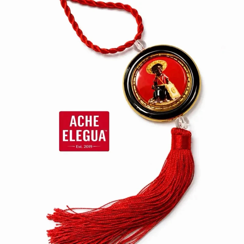 Elegua Eshu Spiritual Colgante – Handmade Red Tassel Pendant