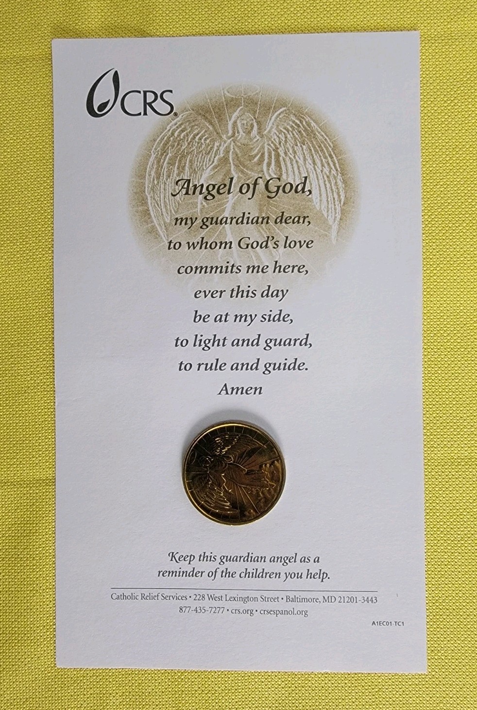 Angel of God Guardian Angel Pocket Coin - 1