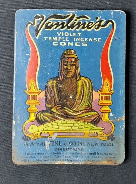 Empty Advertising Tin Vantine\'s Voilet Temple Incense Cones Vantine Long Island