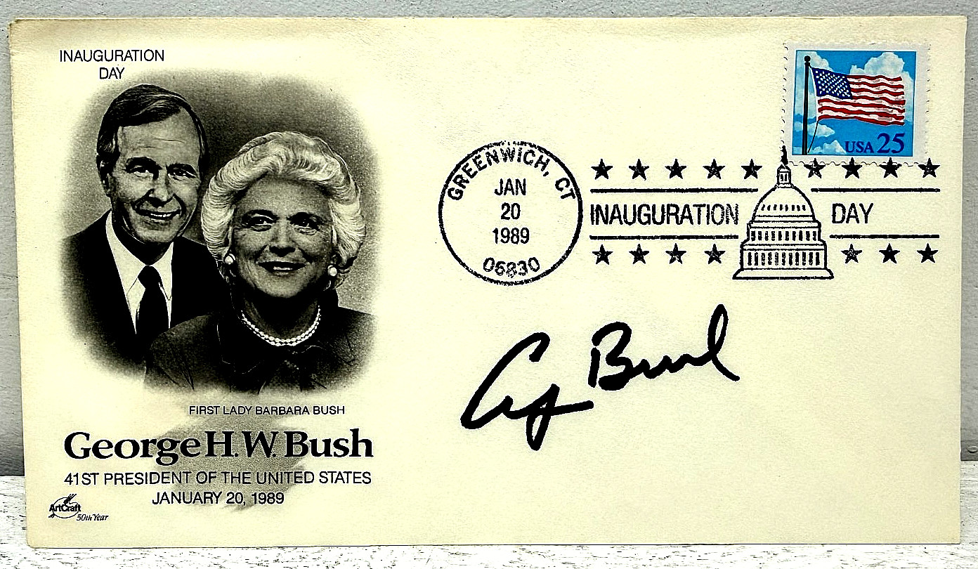 George H.W. Bush Signed 1989 Inauguration Day Cover Envelope Autograph