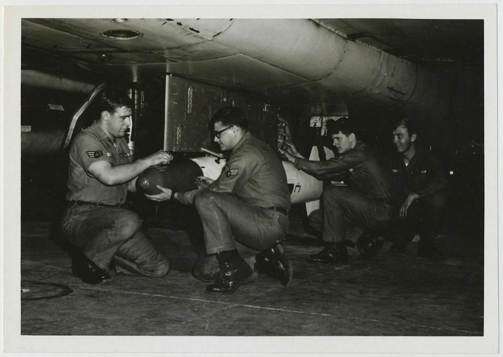 Loading a Bomb onto a US Air Force F-100 A/C Bomber 1960's