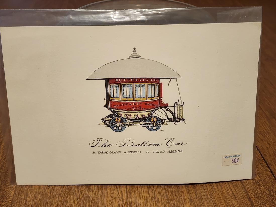 San Francisco Cable Car. The Balloon Car - Horse Drawn 1950 Old Vintage Print