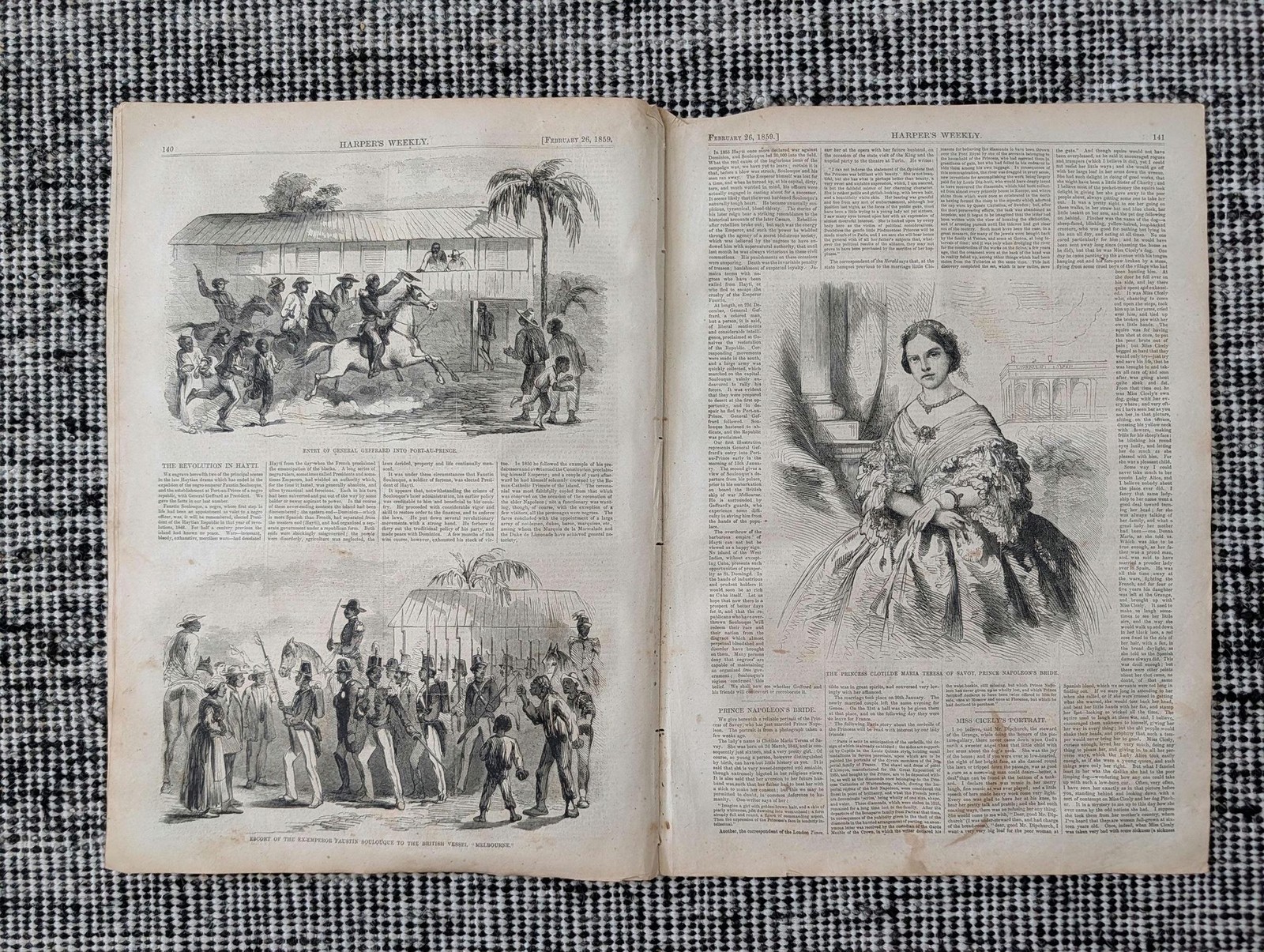 1859 Haiti Revolution, Murder in Utah, Sub-Treasury Gold, Princess Clotilde — Fe