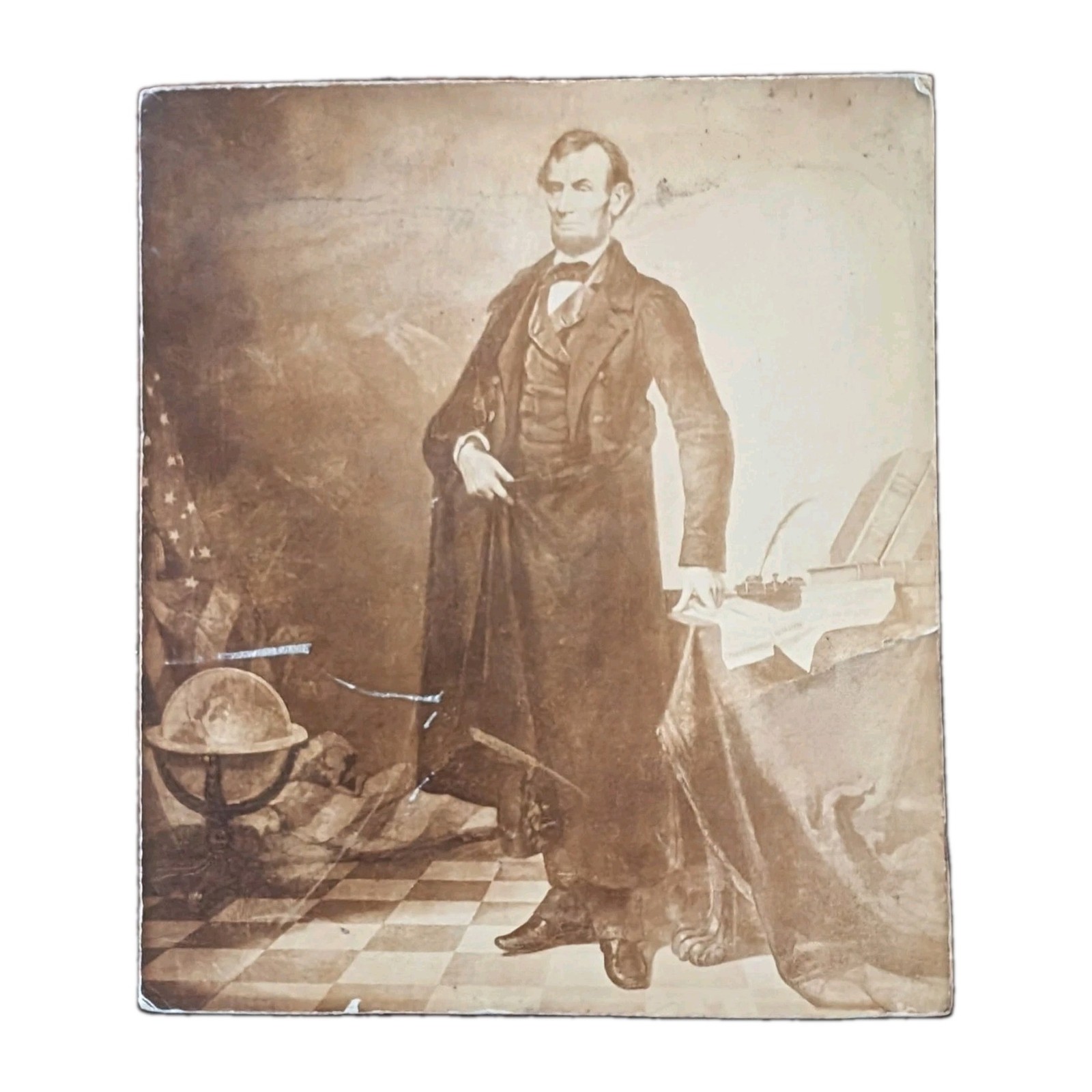 Scarce 19th Century Abraham Lincoln /John C Calhoun Composite Card Print 8x7