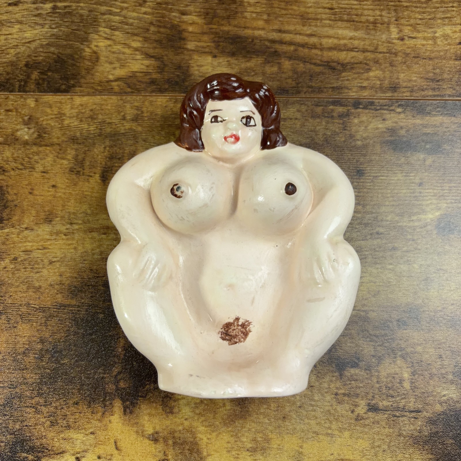 Vintage Mid-Century Novelty Risque Naked Nude Lady Ceramic Ashtray MCM