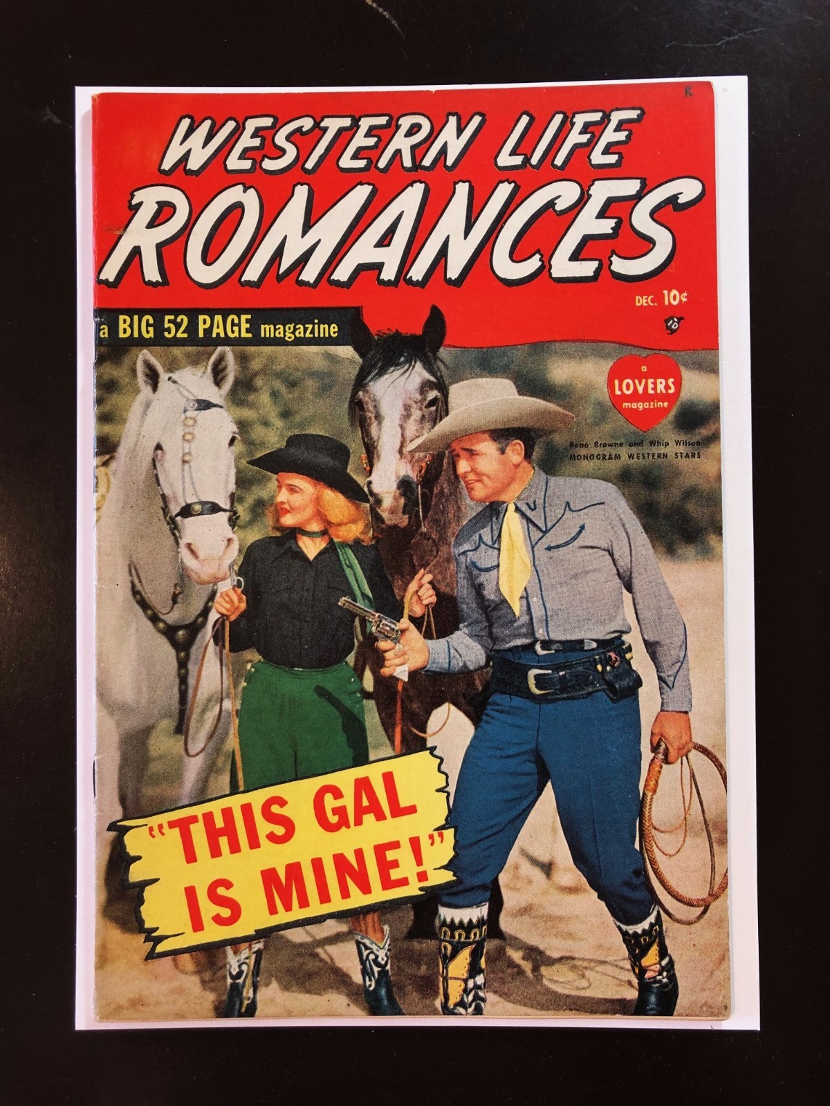 Western Life Romances #1. FNVF 7.0. Whip Wilson & Reno Browne Photo Cover. 1949.