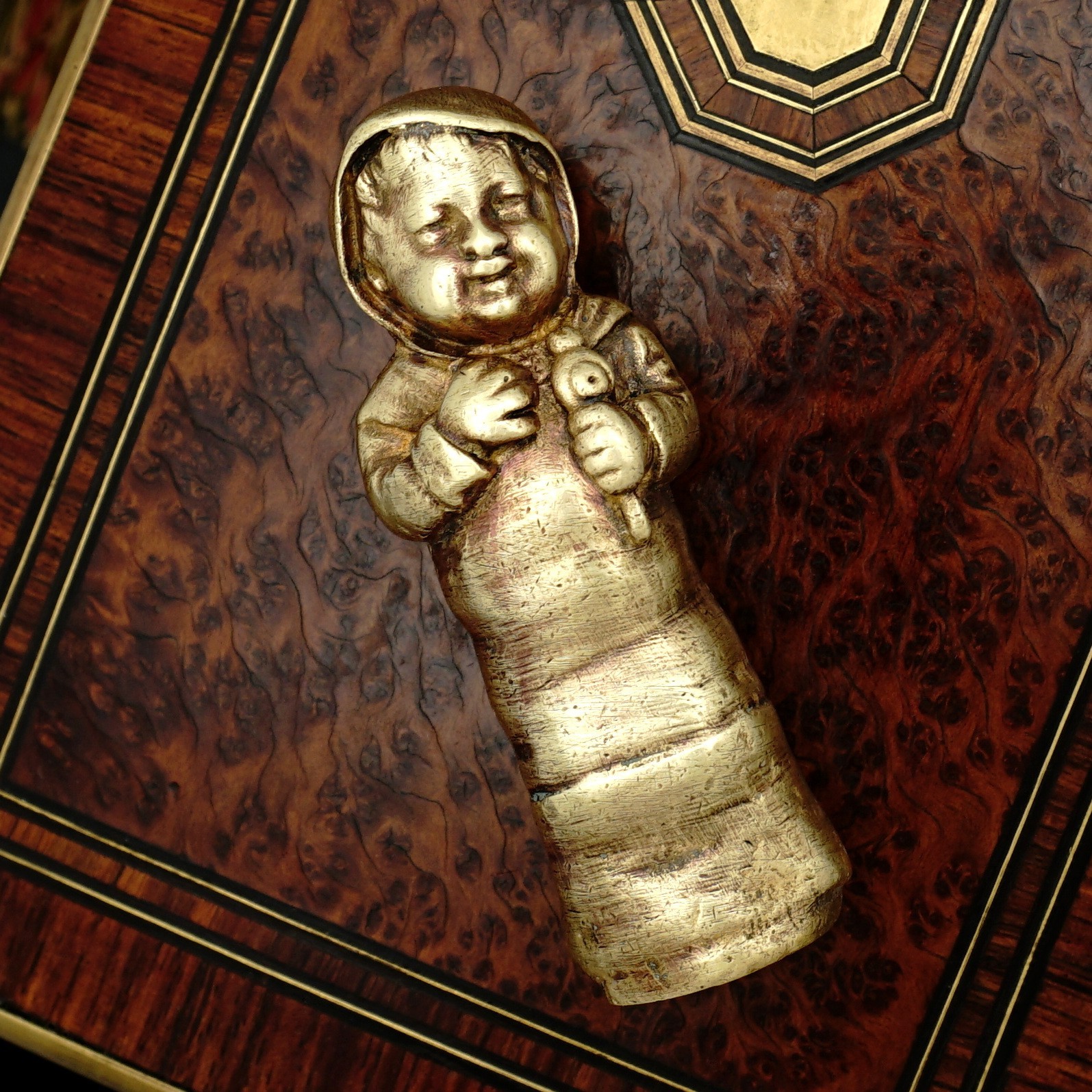 Antique Victorian Figural Wax Seal Desk Stamp, Baby in Swaddling