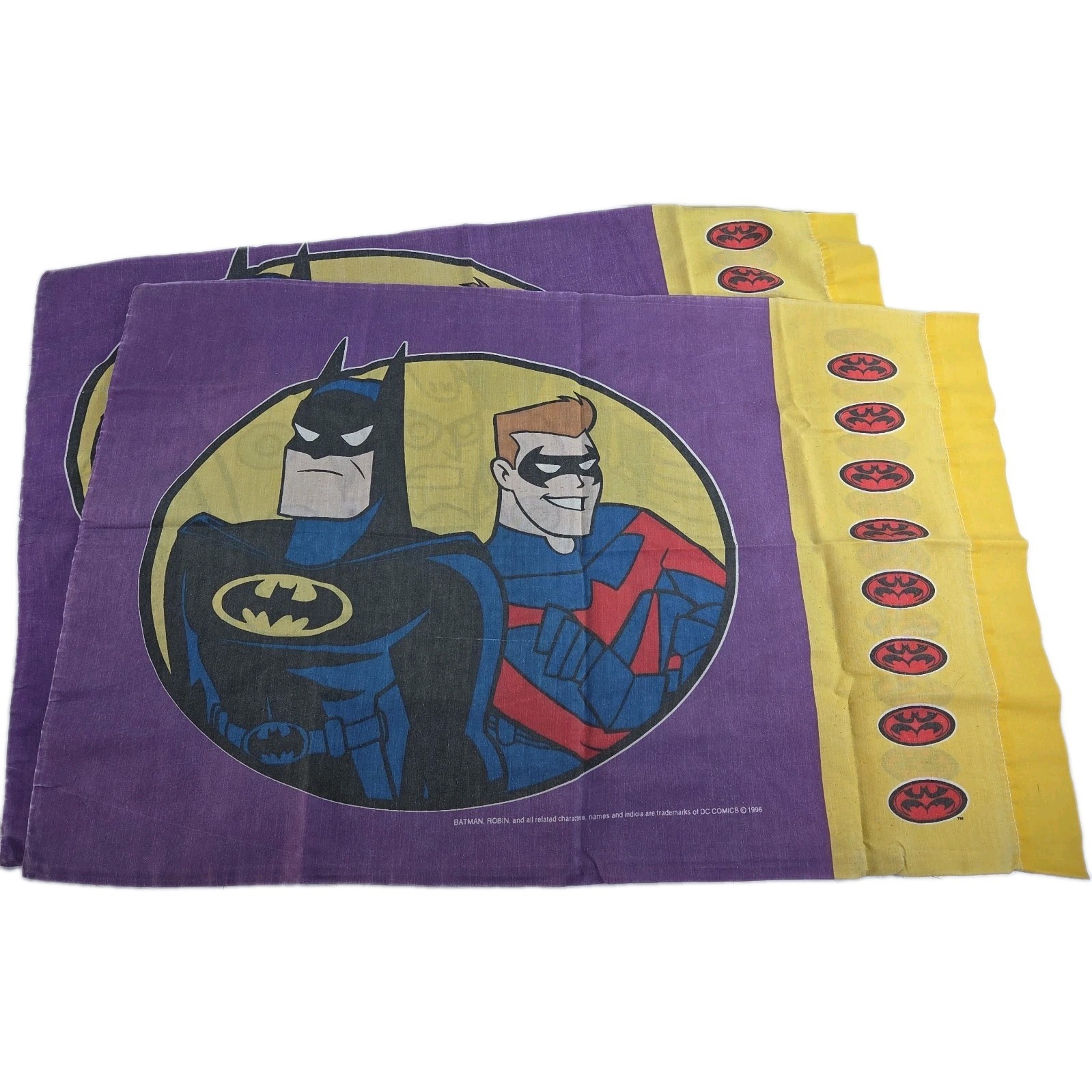 1996 Batman & Robin Pillowcases DC Comics Warner Bros Twin Bedding Set 2 Pillow 
