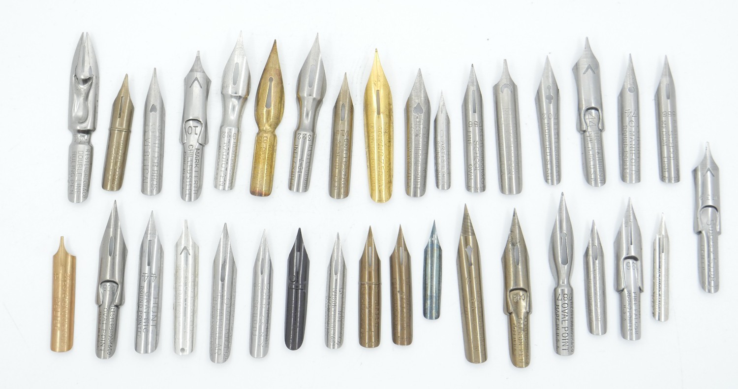 35 Different Vintage Dip Pen Nibs - All Unused, All Vintage Nibs - 35 Different