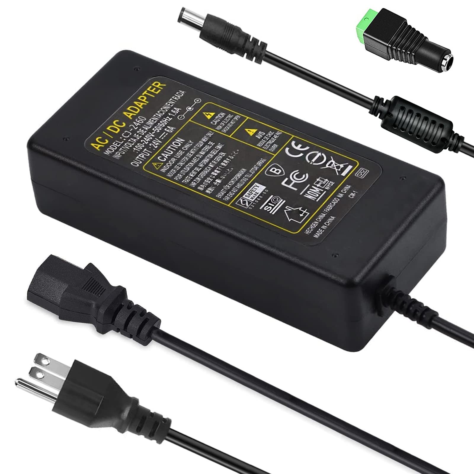 24V Power Supply,24Volt 6Amp 144W 100-240V AC to 24V DC Power Supply with 5.5mm