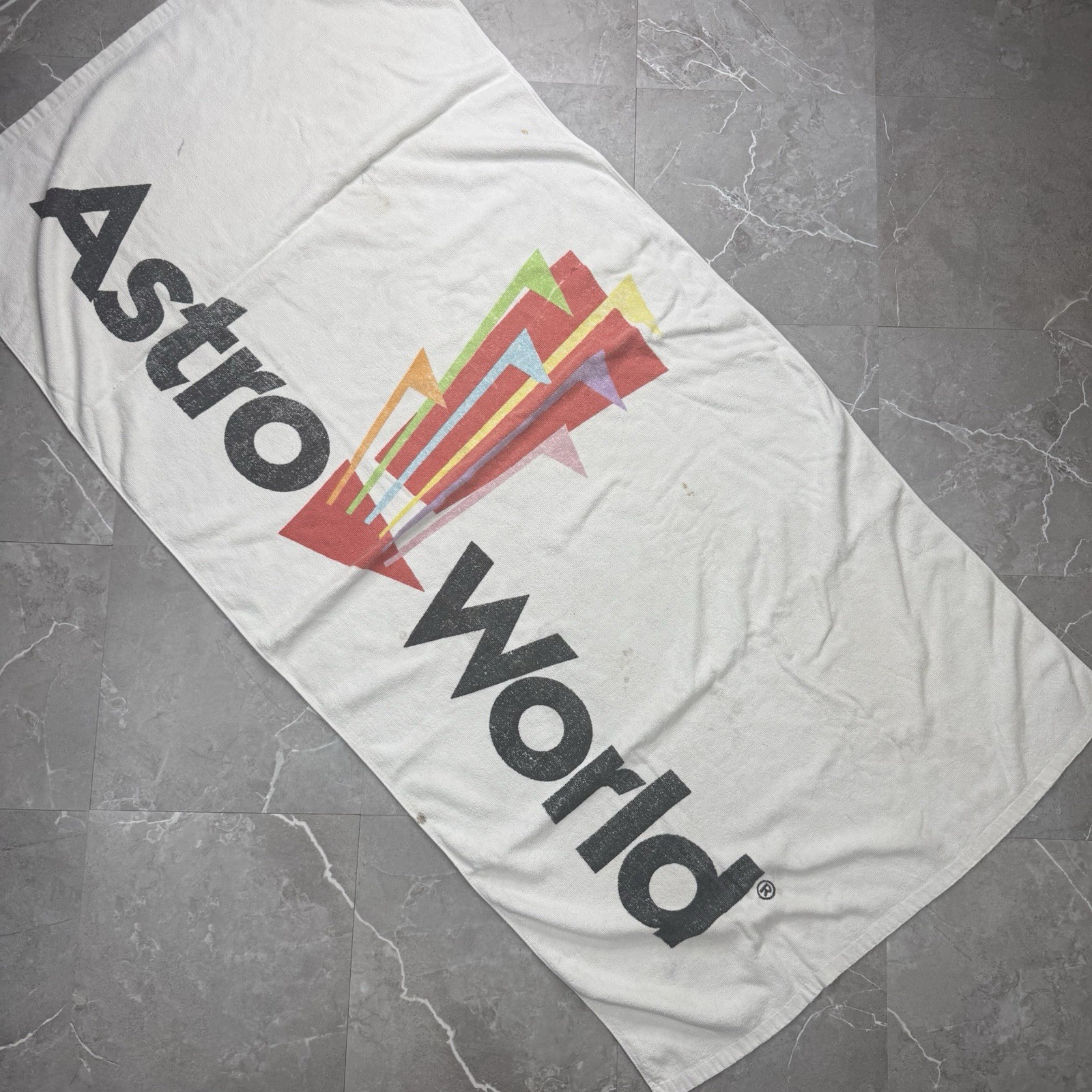 Vintage 80s Astroworld Beach towel 55x30 Amusement park Astro 
