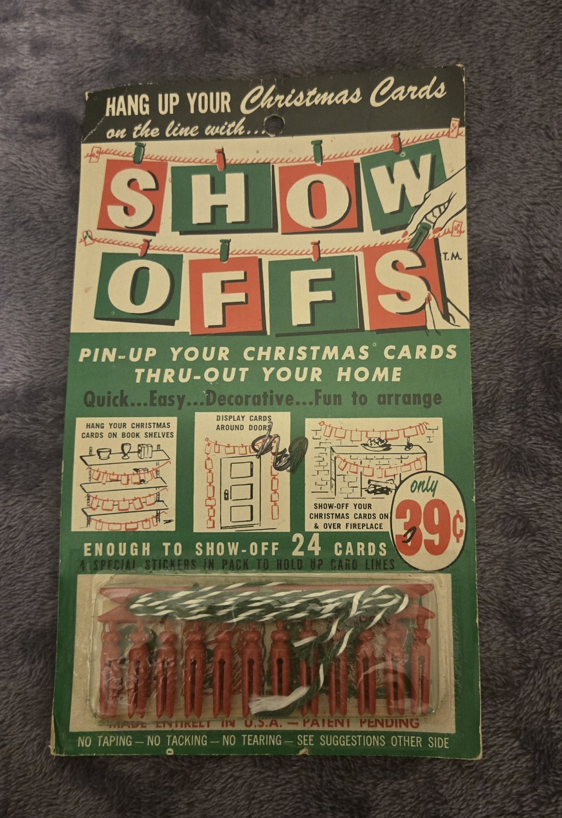 Vintage Original Associated Match Co Christmas Card Display Hanger 1962
