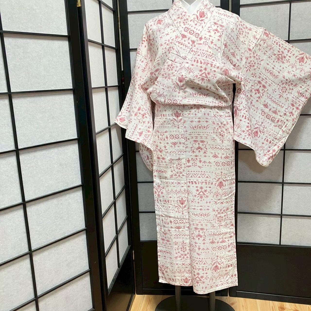 9079# Japanese Yukata Womens Vintage Fabric Cotton Robe Kimono Traditional