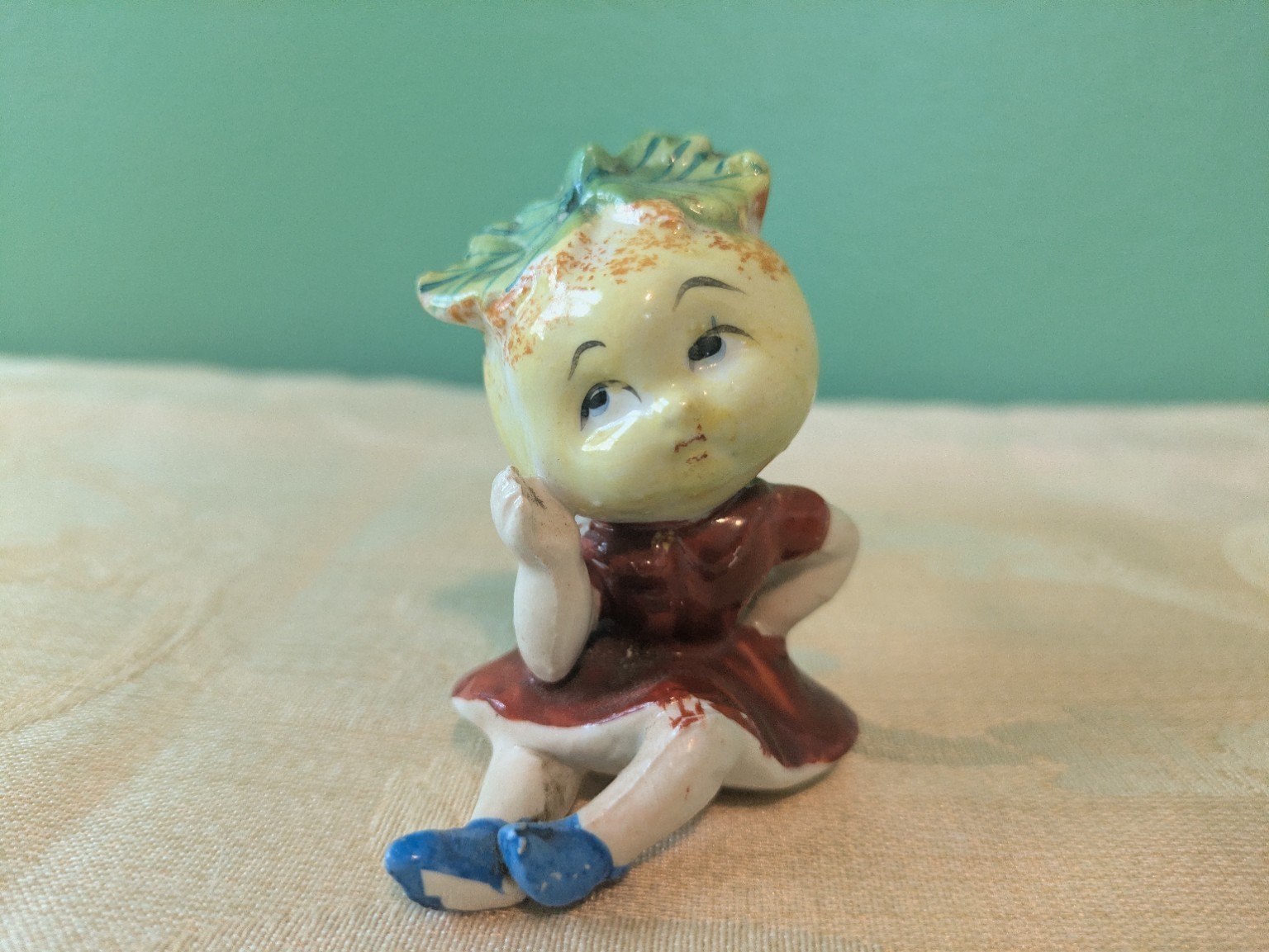 Vintage Japan Anthropomorphic Veggie Head Girl 2.75\