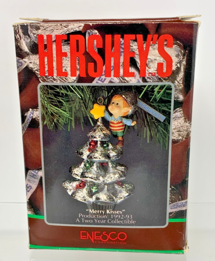 Enesco Hershey’s Christmas Ornament “Merry Kisses” 1992