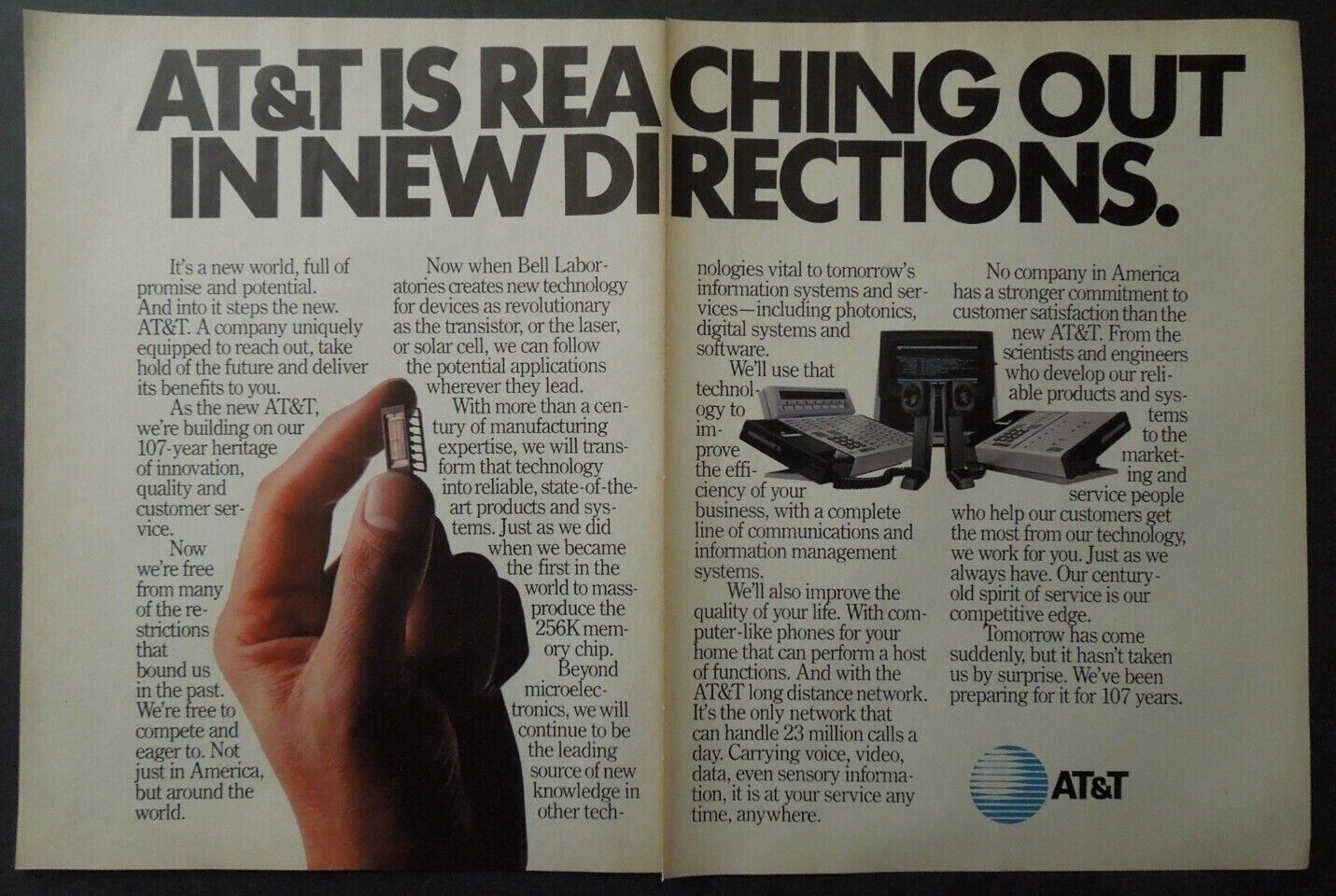 1983 AT&T 2 Page Magazine Ad - AT&T Is Reaching Out In New Directions.